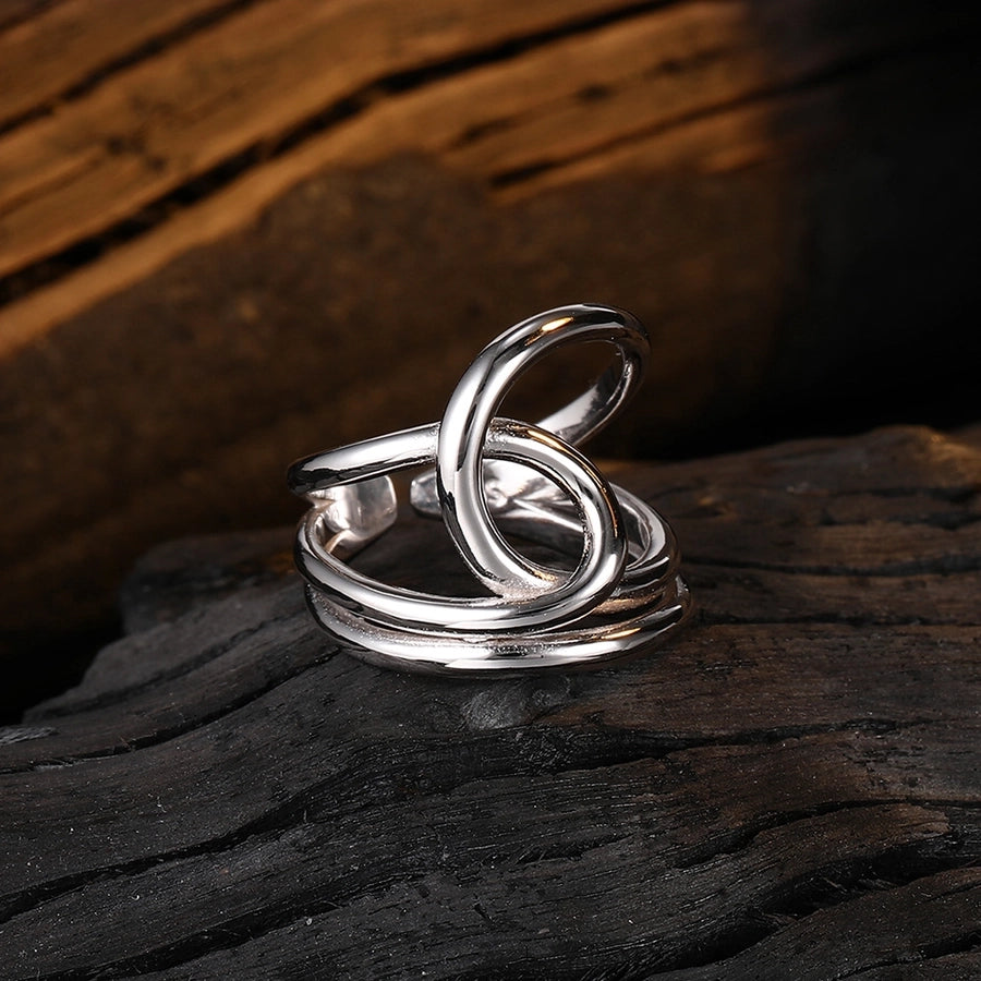 S925 Sterling Silver Minimalist Winding Line Open Ring for Women | Trendy All-Match Jewelry