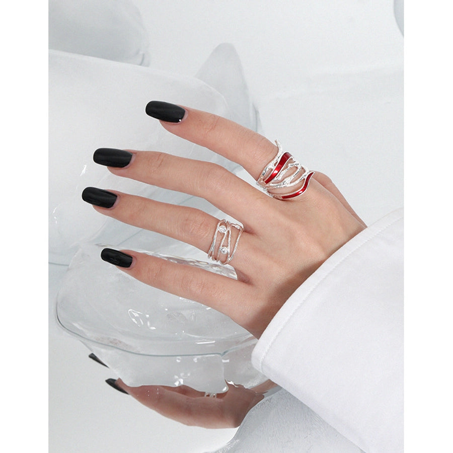 Korean Niche Design S925 Sterling Silver Open Ring | Micro-Inlaid Zircon Line for Women