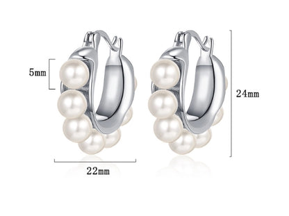 Sterling Silver Shell Pearl Earrings | Casual White Gold Plated Jewelry for Women