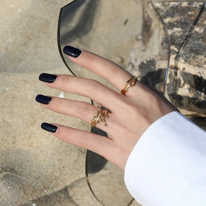 Geometric Sterling Silver Open Ring | Simple Style Adjustable Minimalist Band