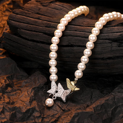 S925 Sterling Silver Shijia Pearl Necklace | Strong Light Contrast Color with Austrian Crystal Beads