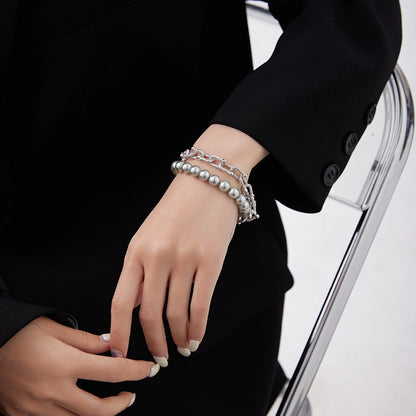 925 Sterling Silver Geometric Bracelet | Elegant IG Style Two-Circle Design for Women