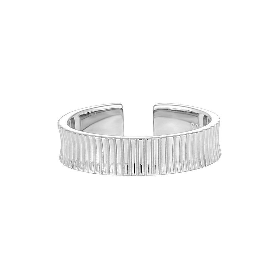 Stripe Design Open Ring | Original Sterling Silver White Gold Plated Women's Jewelry