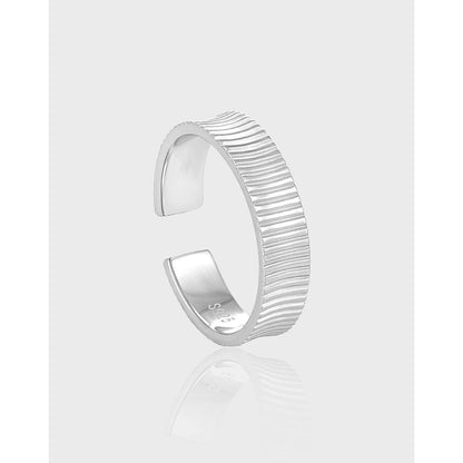 Stripe Design Open Ring | Original Sterling Silver White Gold Plated Women's Jewelry