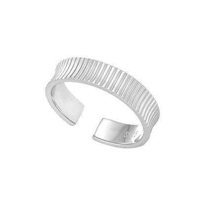 Stripe Design Open Ring | Original Sterling Silver White Gold Plated Women's Jewelry