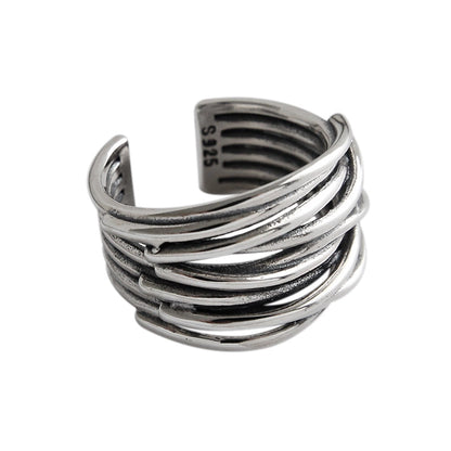 Retro Geometric Sterling Silver Plating Open Ring | Unique Fashion Accessory