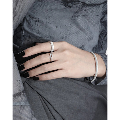 Stripe Design Open Ring | Original Sterling Silver White Gold Plated Women's Jewelry