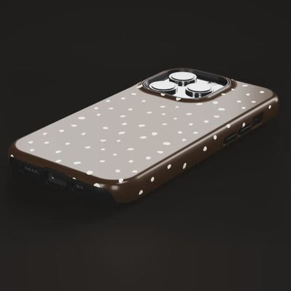 Velvet Mocha – Dark Brown Polka Dot iPhone Case | Dual-Layer Protection & Seasonal Style